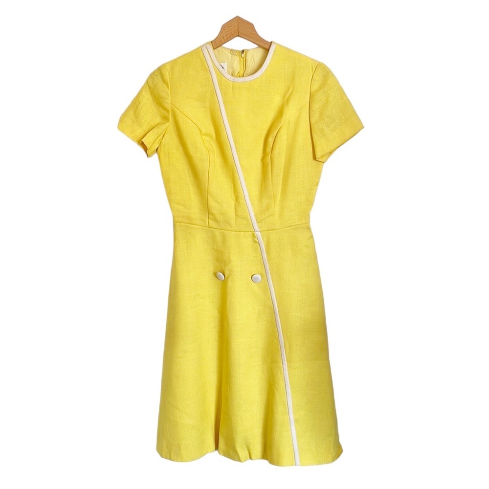 Vintage Julie Miller California Yellow Mod Retro short sleeve dress